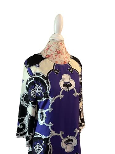 Julie Brown JB Regency 100% SILK Crown Baroque Print Dress Fall Purple Black 6 - Thumbnail 4