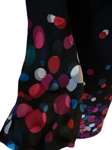 Trina Turk Black Pink Red Teal Silk Balloon Bell Sleeve Dress 4 Lace Lined Slip - Thumbnail 6