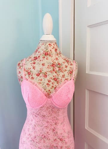 Victorias Secret The Lacie Pink Ruffled Lingerie Negligee Nightgown Large - Thumbnail 2