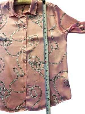 NWT Petite XL Pink BAROQUE Blouse Shirt Boutique Top Rope Print Regency Glam - Thumbnail 14