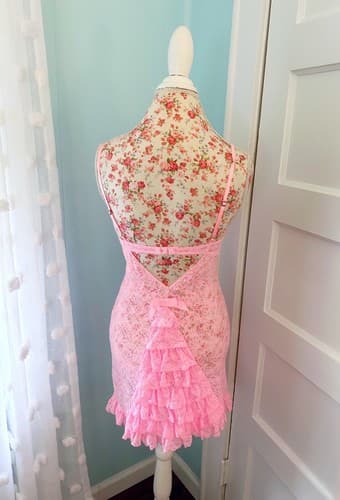Victorias Secret The Lacie Pink Ruffled Lingerie Negligee Nightgown Large - Thumbnail 3