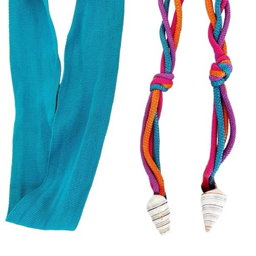 Vintage 1980’s Shell Belt Rope Beach Cruise Orange Teal Rainbow Purple Wide Neon - Thumbnail 3