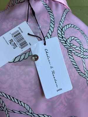 NWT Petite XL Pink BAROQUE Blouse Shirt Boutique Top Rope Print Regency Glam - Thumbnail 13