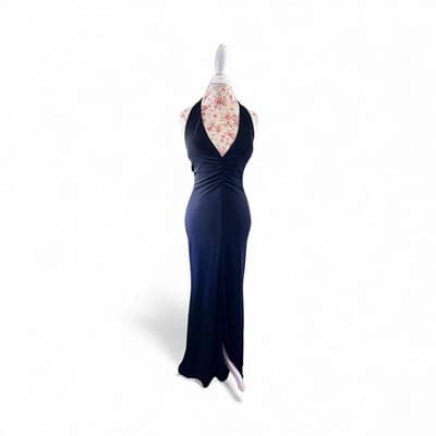 Black Maxi NWT $280 8 Dress Avant Garde Evening Prom Black Tie Beaded Halter - Thumbnail 3
