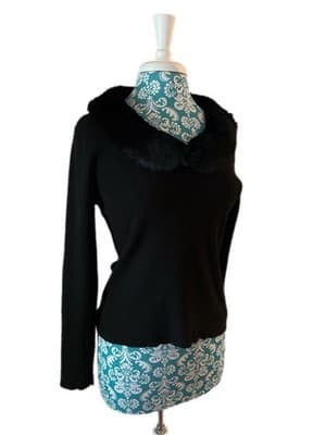 Y2K Vintage Black RABBIT FUR Sweater XL Coquette Soft Girl Romantic Top Shirt - Thumbnail 5