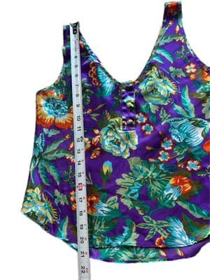 Vintage Victoria’s Secret Gold Label Camisole Shiny Glossy Satin Purple Teal S - Thumbnail 9