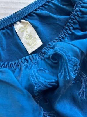 Victoria’s Secret BLUE SILK Hi Cut Panties Size Small Vintage Embroidered Panty - Thumbnail 2