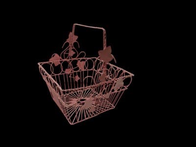 Vintage Wrought Iron Basket Metal Pink Shabby English Garden Chic Ivy Leaves - Thumbnail 7