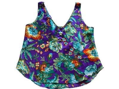 Vintage Victoria’s Secret Gold Label Camisole Shiny Glossy Satin Purple Teal S - Thumbnail 2