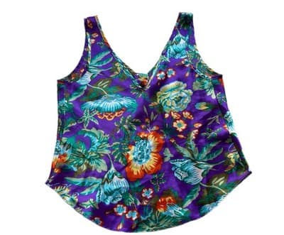 Vintage Victoria’s Secret Gold Label Camisole Shiny Glossy Satin Purple Teal S - Thumbnail 3