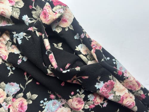 Vintage Floral Black And Pink Roses Soft Joggers Pants Grunge Slouch Streetwear - Thumbnail 5