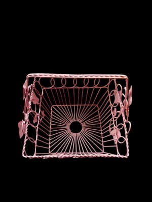 Vintage Wrought Iron Basket Metal Pink Shabby English Garden Chic Ivy Leaves - Thumbnail 8