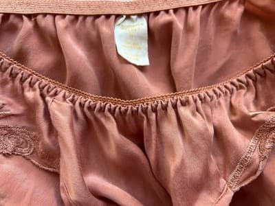 Victoria’s Secret BLUSH SILK Hi Cut Panties Size Small Vintage Embroidered Panty - Thumbnail 2