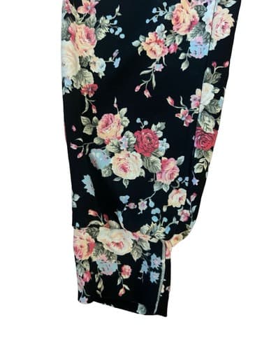 Vintage Floral Black And Pink Roses Soft Joggers Pants Grunge Slouch Streetwear - Thumbnail 4