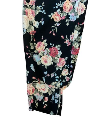 Vintage Floral Black And Pink Roses Soft Joggers Pants Grunge Slouch Streetwear - Thumbnail 9