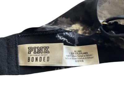 PINK Victorias Secret Bra Bonded Pushup Bralette Gray Tie Dye SZ M Active Wear - Thumbnail 4