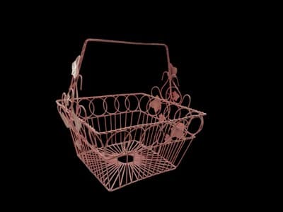 Vintage Wrought Iron Basket Metal Pink Shabby English Garden Chic Ivy Leaves - Thumbnail 4