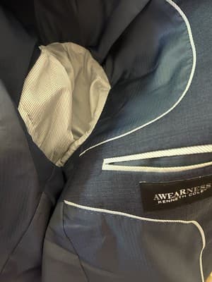 42 KENNETH COLE DESIGNER Long Blazer Jacket Blue Current Fashion Old Money - Thumbnail 7