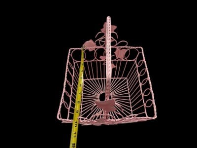 Vintage Wrought Iron Basket Metal Pink Shabby English Garden Chic Ivy Leaves - Thumbnail 5