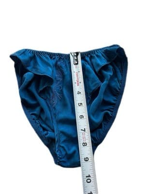 Victoria’s Secret BLUE SILK Hi Cut Panties Size Small Vintage Embroidered Panty - Thumbnail 4