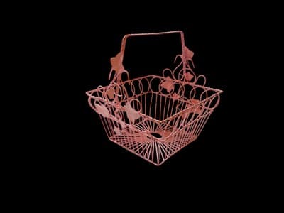 Vintage Wrought Iron Basket Metal Pink Shabby English Garden Chic Ivy Leaves - Thumbnail 10