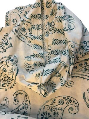 LANDS END FULL QUEEN DUVET COVER 100% Cotton Paisley Floral Spring Green Teal - Thumbnail 6