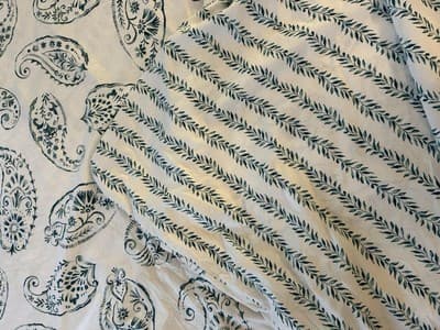 LANDS END FULL QUEEN DUVET COVER 100% Cotton Paisley Floral Spring Green Teal - Thumbnail 2