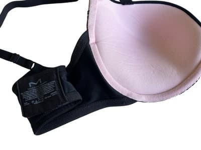 40B Black & Pink Lace Maidenform Bra Romantic Floral Scalloped Lace Lingerie - Thumbnail 4