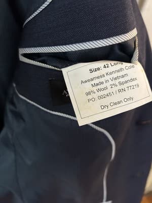 42 KENNETH COLE DESIGNER Long Blazer Jacket Blue Current Fashion Old Money - Thumbnail 8