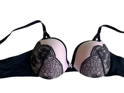 40B Black & Pink Lace Maidenform Bra Romantic Floral Scalloped Lace Lingerie - Thumbnail 2