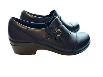 Clark’s Angie Meadow Shoes Size 9.5 Black Leather New Clogs Slip On - Thumbnail 6