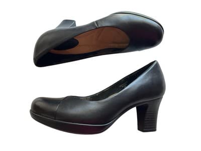 Earth Shoes Womens 6B Tamarack Slip On Pumps Black Leather Block Heel Mary Jane - Thumbnail 5