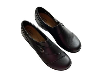 Clark’s Angie Meadow Shoes Size 9.5 Black Leather New Clogs Slip On - Thumbnail 4
