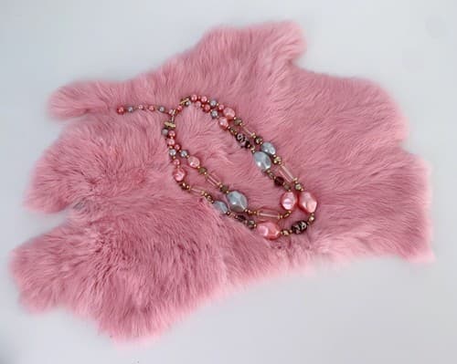 Vintage Pink & Aqua Pearl Necklace 1950’s 1960’s Pinup Bombshell Jewelry - Thumbnail 2