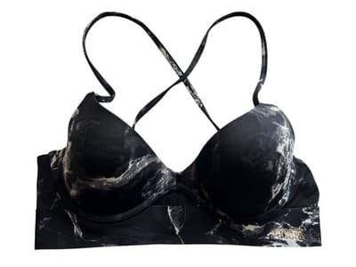 PINK Victorias Secret Bra Bonded Pushup Bralette Gray Tie Dye SZ M Active Wear - Thumbnail 2
