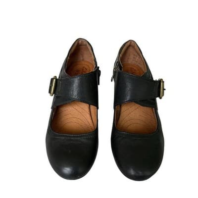 Clark’s Black Genuine Leather Maryjane Heels Shoes Rockabilly Cottagecore 6 - Thumbnail 3
