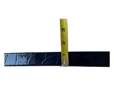 Vintage SQUARE BUCKLE Black Moc Croc Textured Liz Claiborne Old Money Belt Small - Thumbnail 5