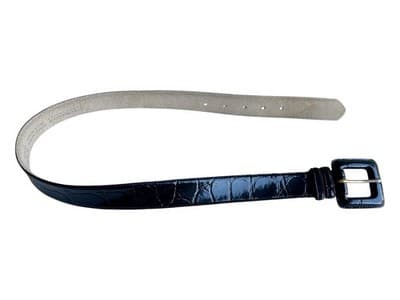 Vintage SQUARE BUCKLE Black Moc Croc Textured Liz Claiborne Old Money Belt Small - Thumbnail 4