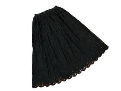 VINTAGE 1950’s Black Full Scalloped Lace Skirt Union Label Romantic Mid Century - Thumbnail 2