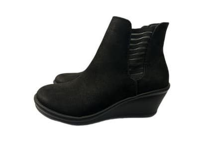 SKECHERS BLACK WEDGE HEEL BOOTIES SHOES HEELS SIZE 7 AIR COOLED MEMORY FOAM - Thumbnail 5