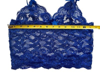 Royal Blue Lace And Bows Crop Top Romantic Lingerie - Thumbnail 6