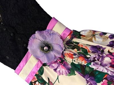Dolce & Gabbana Silk Dress Size 40 30” Bust Huge Flower Silk Cotton Fairycore - Thumbnail 7