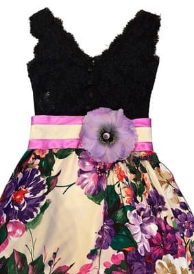 Dolce & Gabbana Silk Dress Size 40 30” Bust Huge Flower Silk Cotton Fairycore - Thumbnail 6