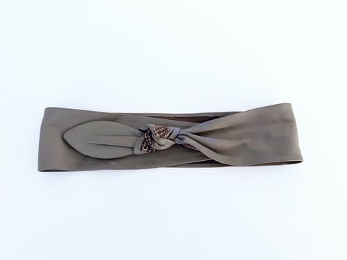 Vintage Leather Belt 1980’s Snakeskin Taupe Boho Wide Slouch Prairie Peasant - Thumbnail 3