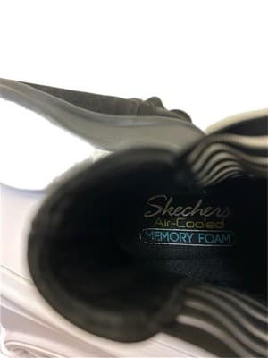 SKECHERS BLACK WEDGE HEEL BOOTIES SHOES HEELS SIZE 7 AIR COOLED MEMORY FOAM - Thumbnail 2