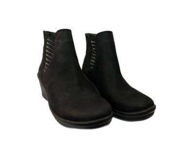 SKECHERS BLACK WEDGE HEEL BOOTIES SHOES HEELS SIZE 7 AIR COOLED MEMORY FOAM - Thumbnail 3