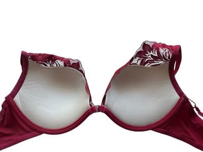 STUNNING ADORE ME 38C BRA SCALLOPED LACE RED FLORAL SEXY COQUETTE LINGERIE - Thumbnail 6