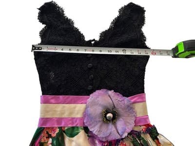 Dolce & Gabbana Silk Dress Size 40 30” Bust Huge Flower Silk Cotton Fairycore - Thumbnail 16