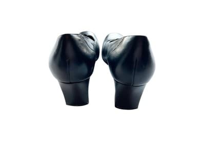 7.5N NARROW Black Leather Trotters Kitten Heel Shoes Criss Cross Strap Mary Jane - Thumbnail 3