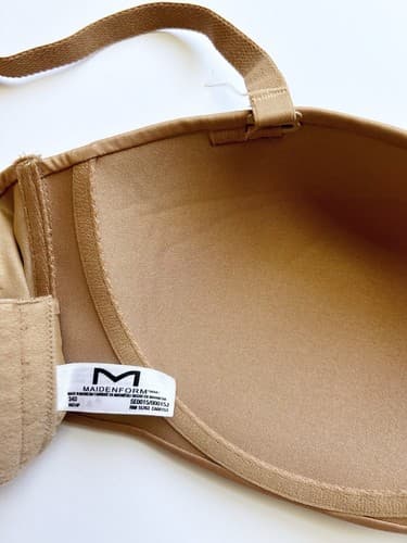 34D Maidenform Wireless Nude Bra Wire Free Smooth Cups Soft Beige Lingerie - Thumbnail 6